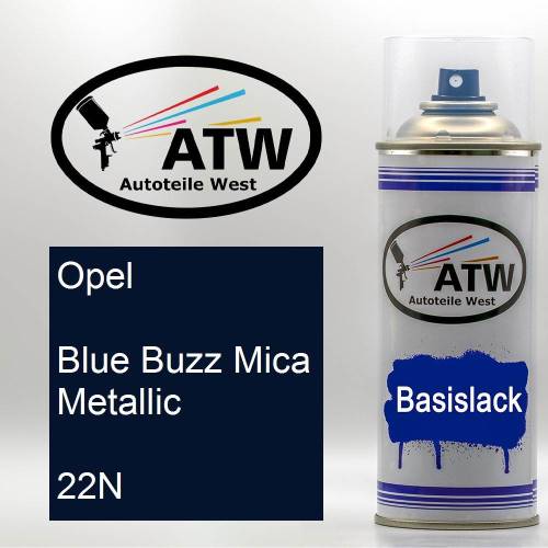 Opel, Blue Buzz Mica Metallic, 22N: 400ml Sprühdose, von ATW Autoteile West.